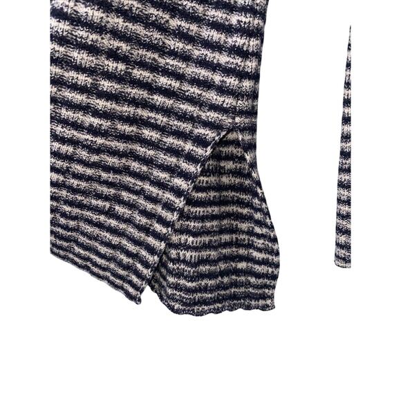 Theory Belira Evian Stretch Tunic Sweater Wool Blend Navy Ivory Stripe Large - Picture 3 of 7